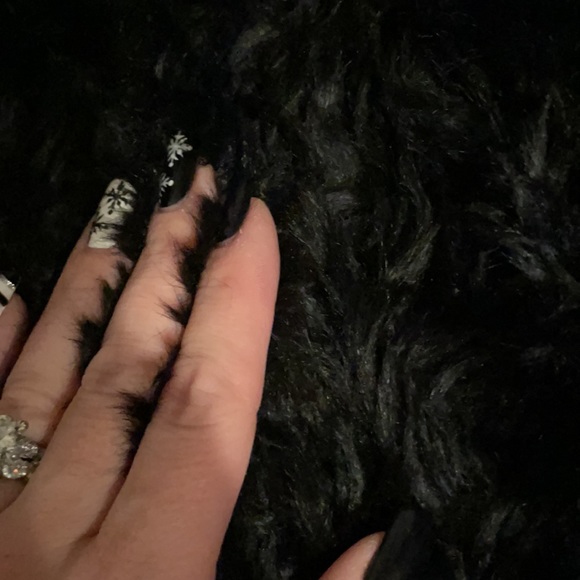 American Eagle size small destroyed black denim heavy furry down quilted jacket - Picture 4 of 10